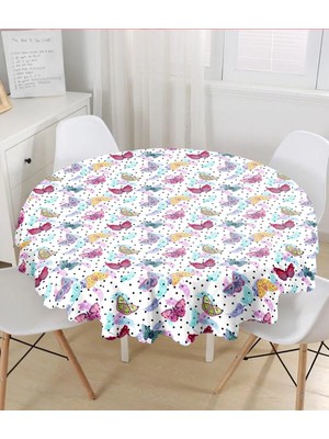 Rem Home Remhome Özel Tasarım Dijital Baskılı Modern Yuvarlak Masa Örtüsü - Çap 140CM 140 x 140 cm