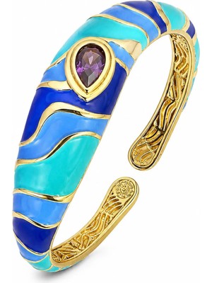 Hector&Co. Jewellery Ocean Aura Statement Bileklik – Turkuaz & Saks Mavisi Mine Detaylı 💎💙✨