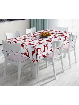 Rem Home Remhome Ekose Geyik Motifli Özel Tasarım Dijital Baskı Masa Örtüsü 90 x 90 cm