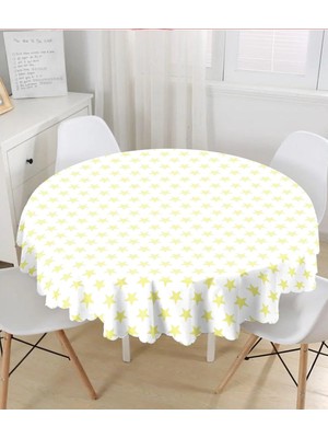 Rem Home Remhome Sarı Yıldız Yuvarlak Masa Örtüsü Çap 140 cm 140 x 140 cm