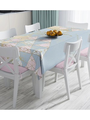 Rem Home Remhome Renkli Zemin Üzerinde Üçgen Desenli Dijital Baskılı Masa Örtüsü 90 x 90 cm
