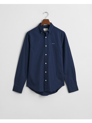 Gant Erkek Siyah Slim Fit Düğmeli Yaka Oxford Gömlek 3000302.410