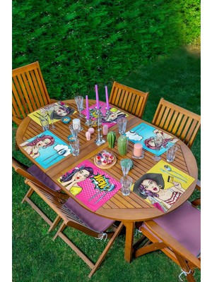 Rem Home Remhome 6'lı Pop-Art Women Girl Özel Tasarımlı Amerikan Servis Seti
