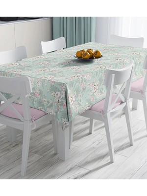Rem Home Remhome Renkli Zemin Üzerinde Çiçek Desenli Dijital Baskılı Masa Örtüsü 90 x 90 cm