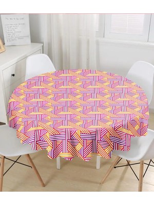 Rem Home Remhome Sevgililer Günü Temalı Özel Tasarım Dijital Baskılı Modern Yuvarlak Masa Örtüsü - Çap 140CM 140 x 140 cm