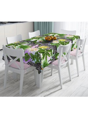 Rem Home Remhome Egzotik Zebra Desenli Modern Leke Tutmaz Masa Örtüsü