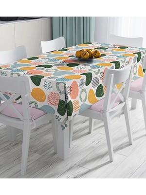 Rem Home Remhome Ekru Zeminde Geometrik Zeminler Dijital Baskılı Masa Örtüsü 90 x 90 cm