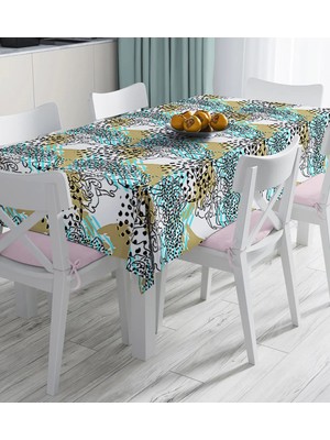 Rem Home Remhome Renkli Zemin Uzerinde Onedraw Çizimli Dijital Baskılı Masa Örtüsü 90 x 90 cm
