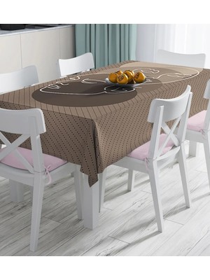 Rem Home Remhome Renkli Zemin Üzerinde Onedraw Çizimli Bayan Silüeti Dijital Baskılı Masa Örtüsü 90 x 90 cm
