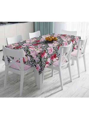 Rem Home Remhome Leopar Temalı Kavaniçe Desenli Dijital Baskılı Leke Tutmaz Masa ÖRTÜSÜ-120×140 90 x 90 cm