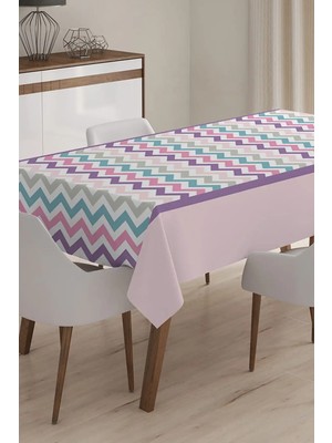Rem Home Remhome Zigzag Desenli Dijital Baskılı 3D Masa Örtüsü - 140 x 180 cm