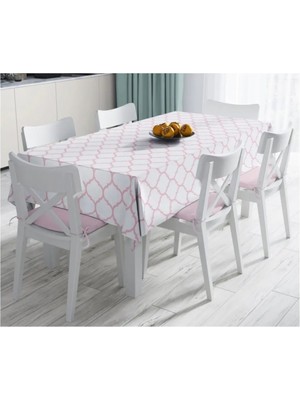 Rem Home Remhome Pembe Renkli Ogea Desenli Dijital Baskılı Modern Leke Tutmaz Masa ÖRTÜSÜ-120X140 cm