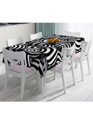 Rem Home Remhome Siyah Beyaz 3 Boyutlu Küreler Dijital Baskılı Leke Tutmaz Masa Örtüsü 90 x 90 cm