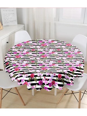 Rem Home Remhome Özel Tasarım Dijital Baskılı Modern Yuvarlak Masa Örtüsü - Çap 140CM 140 x 140 cm