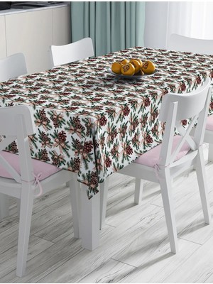 Rem Home Remhome Özel Tasarım Kozalak Tasarımlı Dijital Baskılı Dekoratif Masa Örtüsü 90 x 90 cm
