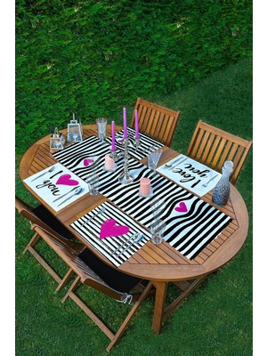 Rem Home Remhome 4+1 I Love You Tasarımlı Amerikan Servis & Runner Seti