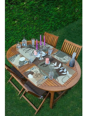 Rem Home Remhome 4+1 Kahverengi Bohemian Tasarımlı Amerikan Servis & Runner Seti