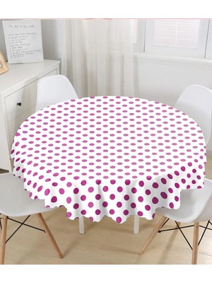 Rem Home Remhome Mor Puantiyeli Dijital Baskılı Yuvarlak Masa Örtüsü - Çap 140CM 140 x 140 cm