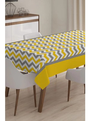 Rem Home Remhome Zigzag Desenli Dijital Baskılı 3D Masa Örtüsü - 140 x 180 cm