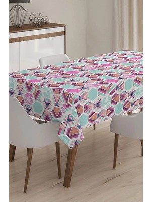 Rem Home Remhome Geometrik Desenli Dijital Baskılı 3D Masa Örtüsü - 140 x 180 cm