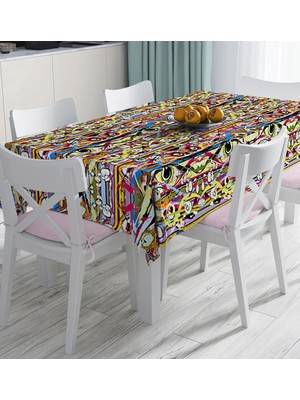 Rem Home Remhome Rengarenk Ogea Motifli Özel Tasarımlı Dijital Baskılı Masa Örtüsü 90 x 90 cm