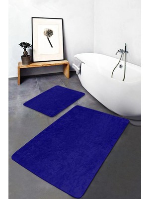 Rem Home Remhome 2'li Set Düz Renk Lacivert 2'li Banyo & Mutfak Paspas Takımı Takım Banyo Paspası