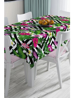 Rem Home Remhome Modern Çiçek Temalı Dijital Baskılı 3D Masa Örtüsü 90 x 90 cm