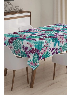 Rem Home Remhome Modern Çiçek Temalı Dijital Baskılı 3D Masa Örtüsü - 120 x 140 cm