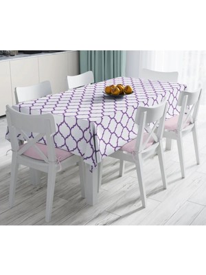 Rem Home Remhome Mor Renkli Ogea Desenli Dijital Baskılı Modern Masa ÖRTÜSÜ-120X140 cm 90 x 90 cm