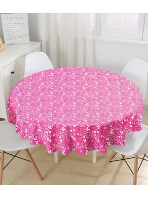 Rem Home Remhome Renkli Zemin Üzerinde Çiçek Desenli Dijital Baskılı Modern Yuvarlak Masa Örtüsü - Çap 140 cm 140 x 140 cm
