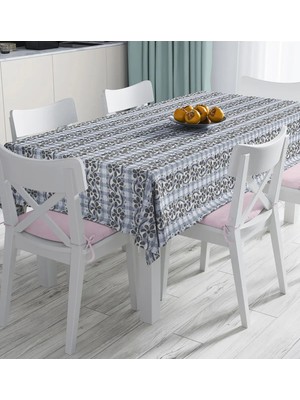 Rem Home Remhome Kot Zeminli Çiçek Motifli Dijital Baskılı Masa Örtüsü 90 x 90 cm