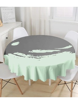Rem Home Remhome Çift Renkli Modern Motifli Dijital Baskılı Modern Yuvarlak Masa Örtüsü - Çap 140CM 140 x 140 cm