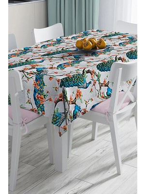 Rem Home Remhome Modern Kuş Desenli Dijital Baskılı 3D Masa Örtüsü 90 x 90 cm