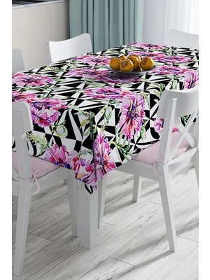 Rem Home Remhome Modern Çiçek Temalı Dijital Baskılı 3D Masa Örtüsü 90 x 90 cm
