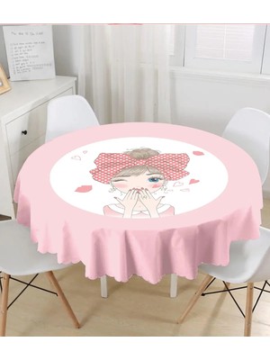 Rem Home Remhome Fashion Girl Dijital Baskılı Modern Yuvarlak Masa Örtüsü Çap 140 cm 140 x 140 cm