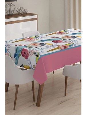 Rem Home Remhome Kuş Desenli Dijital Baskılı 3D Masa Örtüsü - 140 x 220 cm