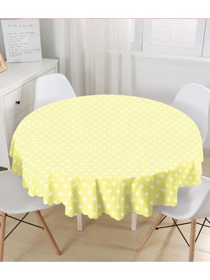 Rem Home Remhome Modern Yıldız Desenli Dijital Baskılı Yuvarlak Masa Örtüsü - Çap 140CM 140 x 140 cm