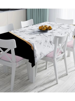 Rem Home Remhome Renkli Geometrik Desenli Mermer Motifli Dijital Baskılı Masa Örtüsü 90 x 90 cm