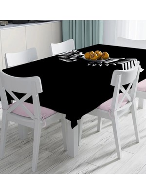 Rem Home Remhome Siyah Zemin Içinde Görünen Beyaz Kanatlar Dijital Baskılı Masa Örtüsü 90 x 90 cm