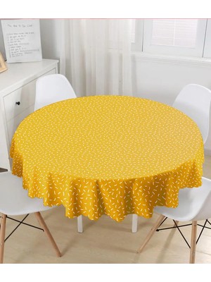 Rem Home Remhome Renkli Zeminli Geometrik Desen Dijital Baskılı Modern Yuvarlak Masa Örtüsü - Çap 140CM 140 x 140 cm