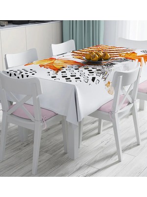 Rem Home Remhome Kuru Yaprak Desenli Modern Dijital Baskılı Masa Örtüsü 90 x 90 cm