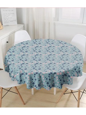 Rem Home Remhome Renkli Zeminli Kartanesi Desenli Dijital Baskılı Modern Yuvarlak Masa Örtüsü - Çap 140CM 140 x 140 cm