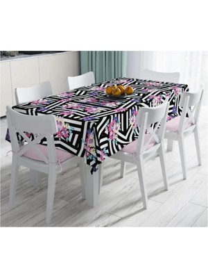 Rem Home Remhome Renkli Zambak Desenli Modern Dijital Baskılı Leke Tutmaz Masa ÖRTÜSÜ-120X140 cm