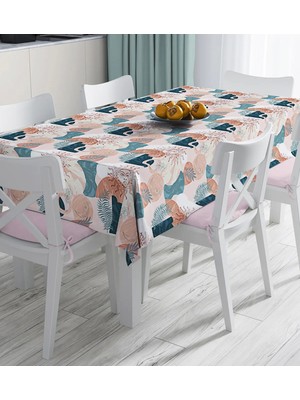 Rem Home Remhome Renkli Zeminde Soyut Çizimli Dijital Baskılı Masa Örtüsü 90 x 90 cm