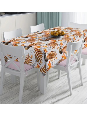 Rem Home Remhome Mermer Zeminde Kurumuş Yaprak Dijital Basklılı Dijital Baskılı Masa Örtüsü 90 x 90 cm