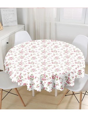 Rem Home Remhome Gül Tasarımlı Dijital Baskılı Yuvarlak Masa Örtüsü - Çap 140CM 140 x 140 cm