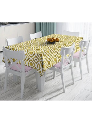 Rem Home Remhome Geometrik Şekilli Altın Detaylı Modern Leke Tutmaz Masa ÖRTÜSÜ-120X140 cm