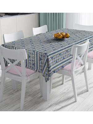 Rem Home Remhome Kot Zeminli Düz Çigili Yaprak Motifli Dijital Baskılı Masa Örtüsü 90 x 90 cm