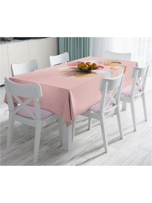 Rem Home Remhome Pembe Zeminli Balonlar Desenli Leke Tutmaz Masa ÖRTÜSÜ-120X140 cm