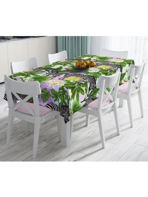Rem Home Remhome Egzotik Zebra Desenli Modern Leke Tutmaz Masa Örtüsü 90 x 90 cm